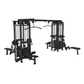 8 Stack Megatron Standard Jungle Gym - 2 Colors - Muscle D Fitness - Black/Silver, Lat Pulldown, Pull-up, Low Row, Single/Double Pulleys - Machine Horizon